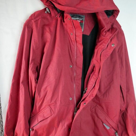 Eddie Bauer WeatherEdge Women’s Size L Coat Fleece Lining Red Removable Hood - Picture 7 of 16